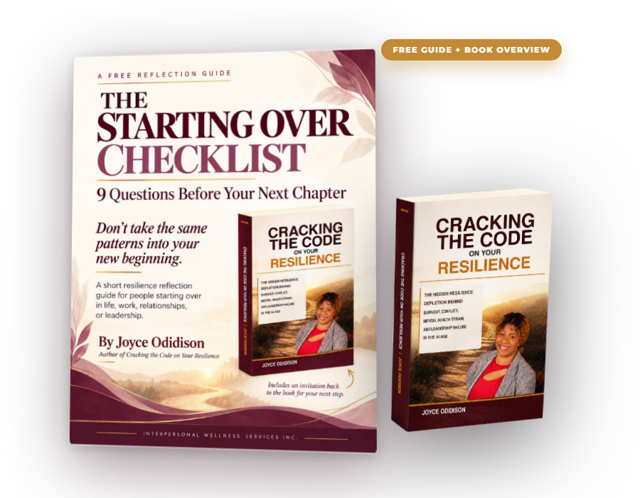 Starting Over Checklist: 9 Questions Before Your Next Chapter guide cover alongside Cracking the Code on Your Resilience book